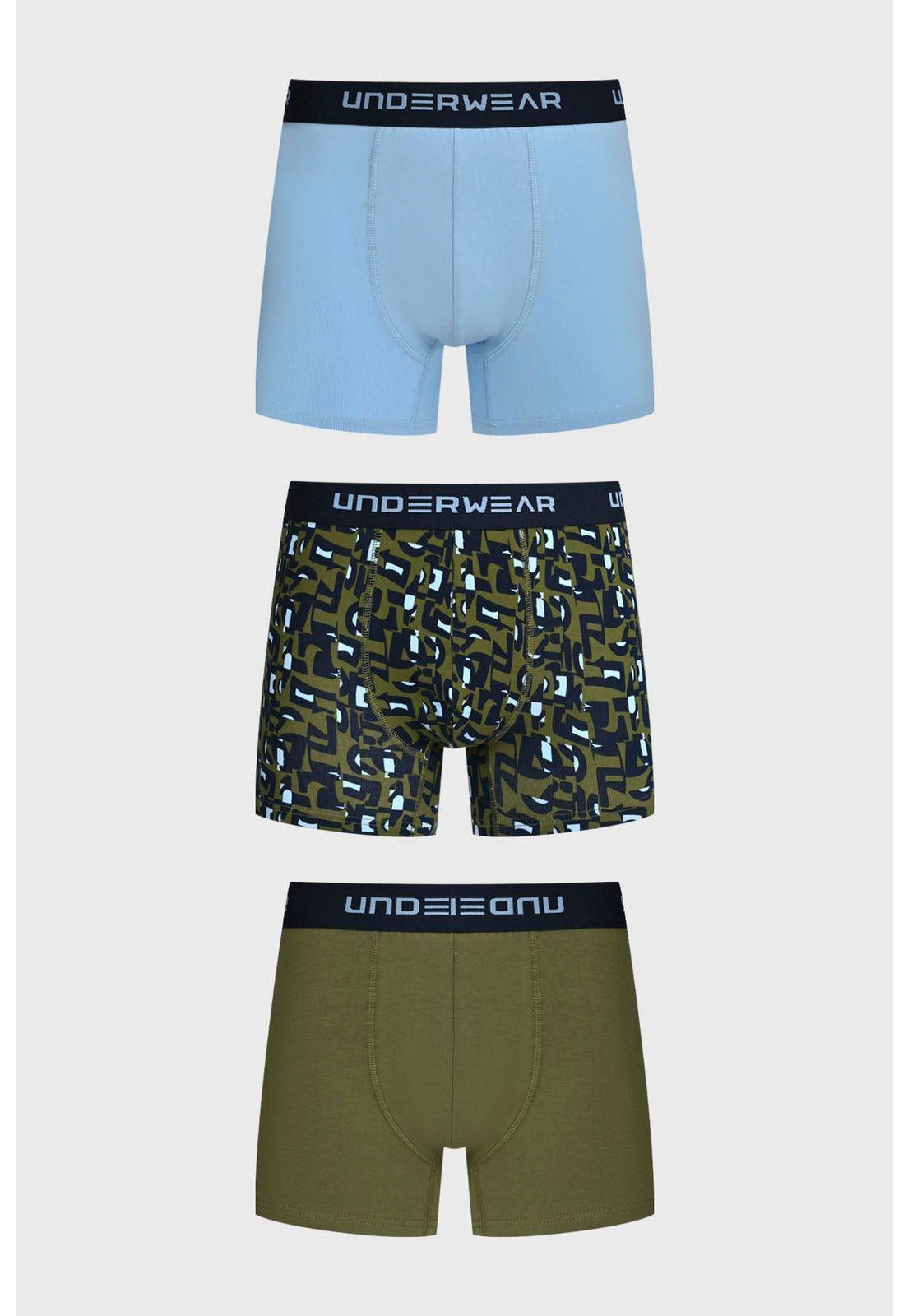 Bóxer Hombre Tripack Liso Verde - ll-0