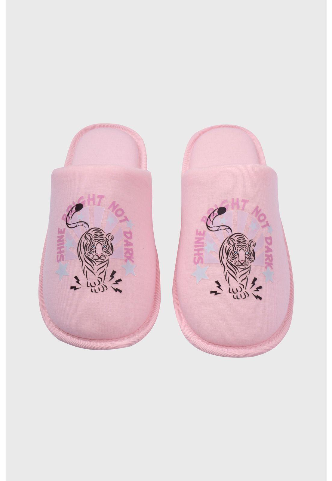 Pantufla Mujer Estampado Rosado-0