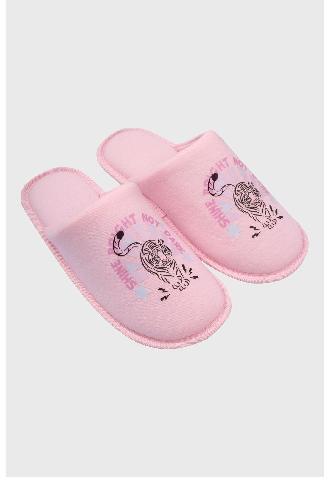 Pantufla Mujer Estampado Rosado-1