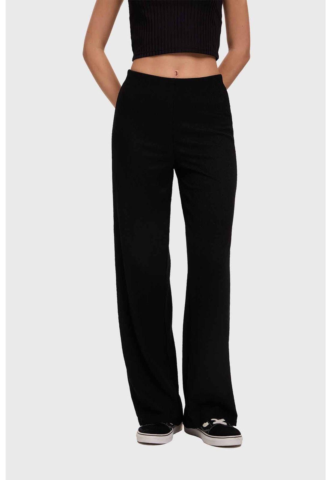 Pantalón Mujer Textura Negro- ll-0