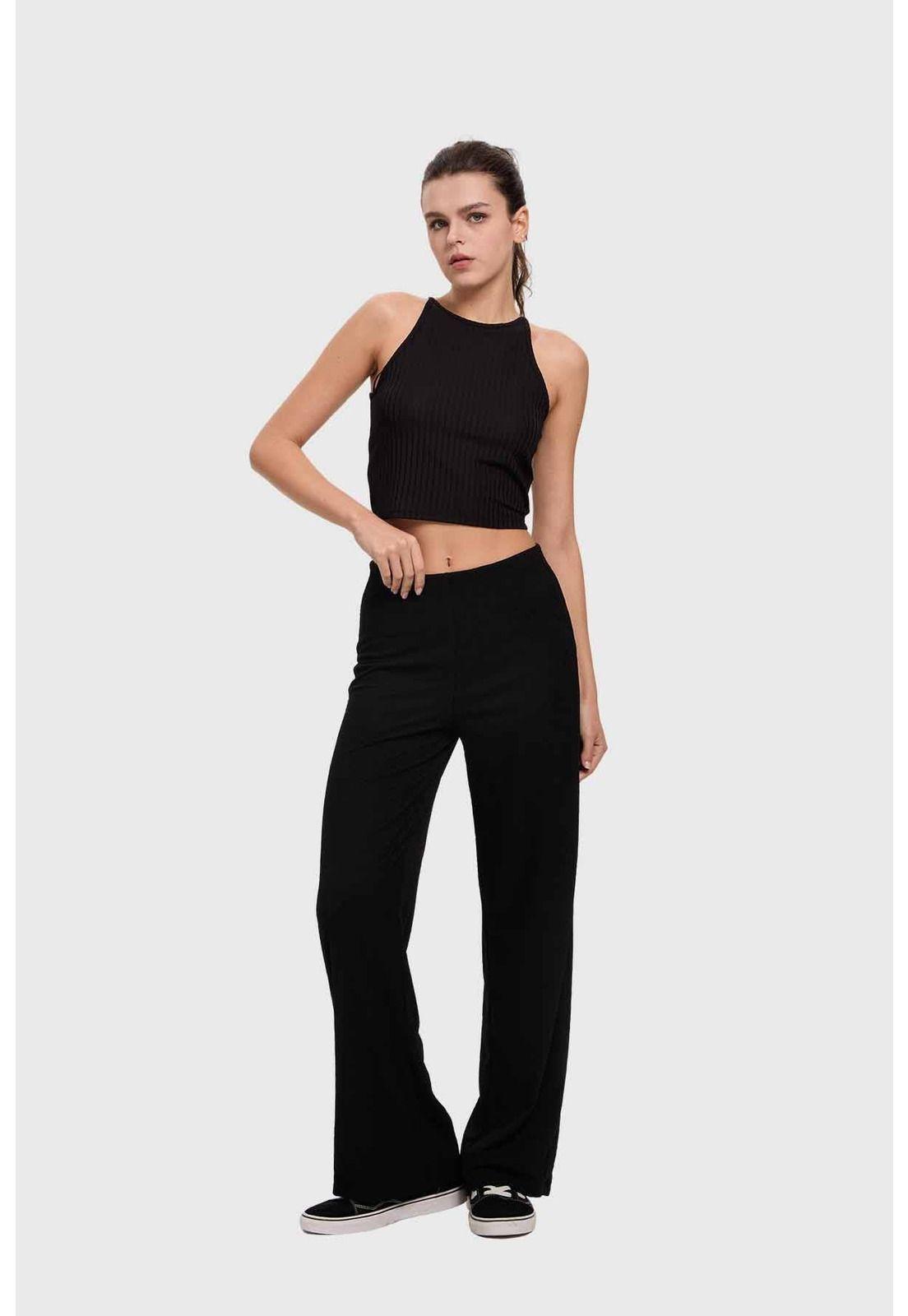 Pantalón Mujer Textura Negro- ll-3