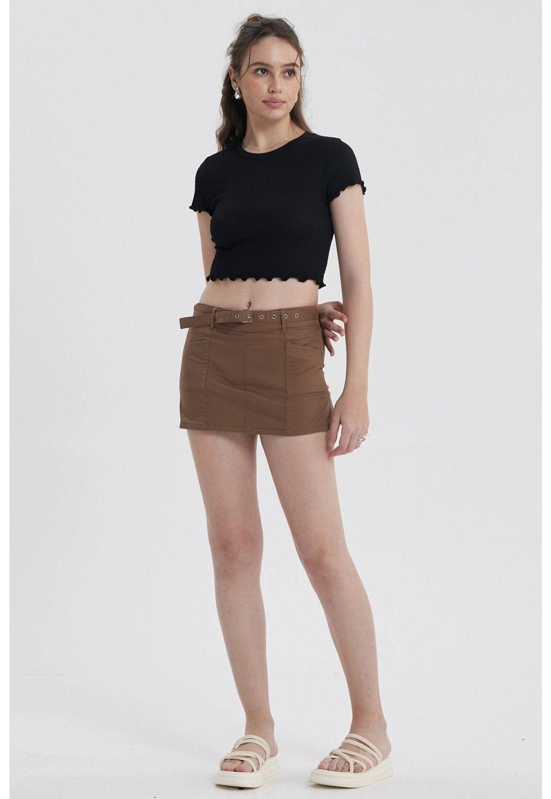 Short Mujer Short Con Cinturón Chocolate-3