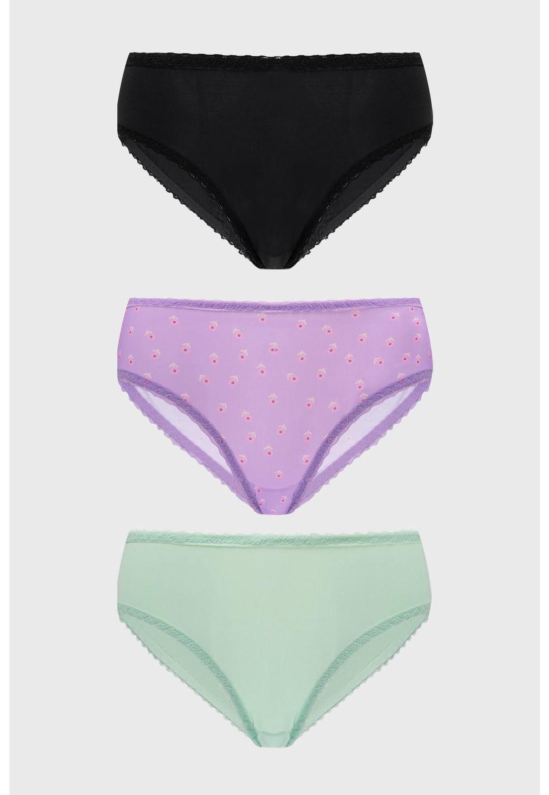 Calzón Mujer Tripack Bikini Estampado Lila-0