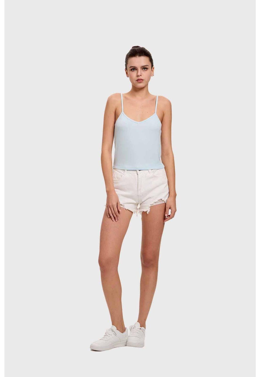 Polera Mujer Pabilo Crop Celeste-3