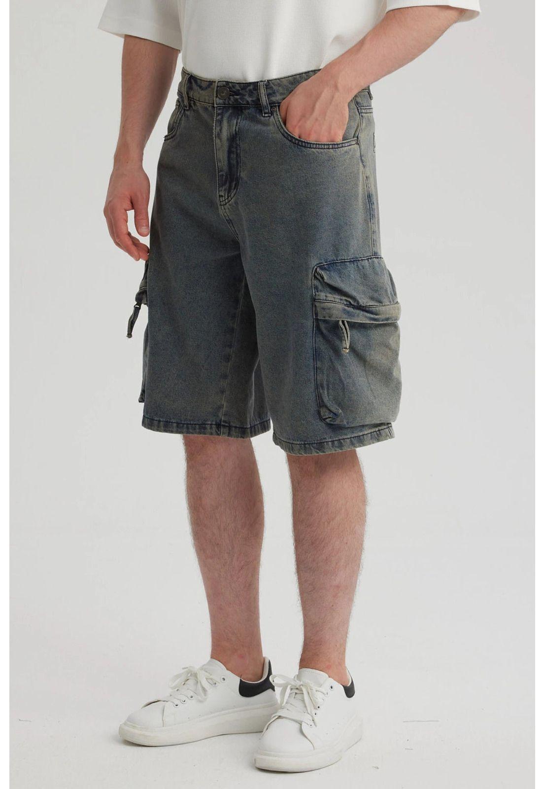 Bermuda Hombre Baggy Azul-3