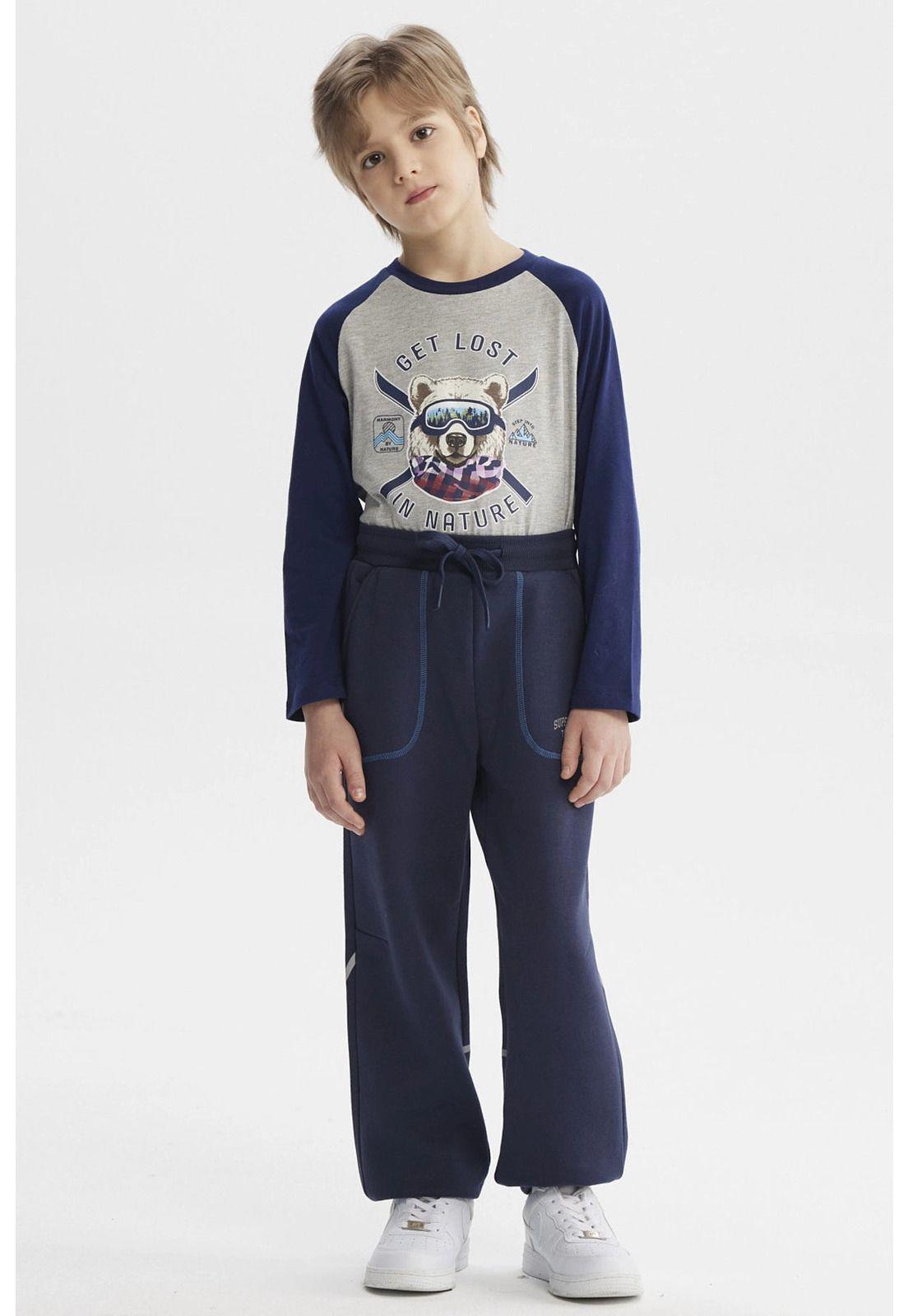 Pantalón Buzo Niño Pitillo Azul-3