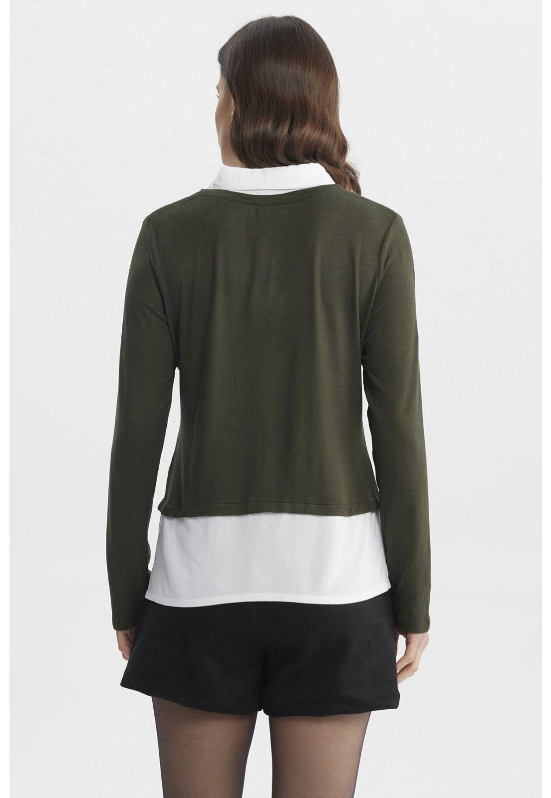 Sweater Mujer Blusa Falsa Y Faldon Verde-2