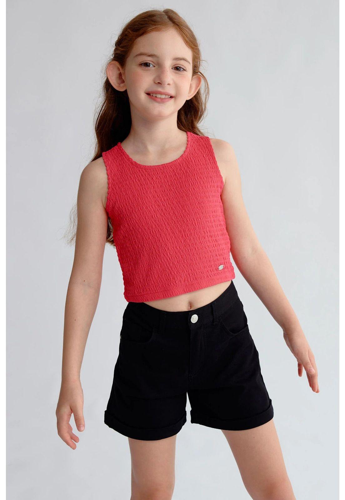 Polera Niña Textura Tipo Peto Fucsia-0