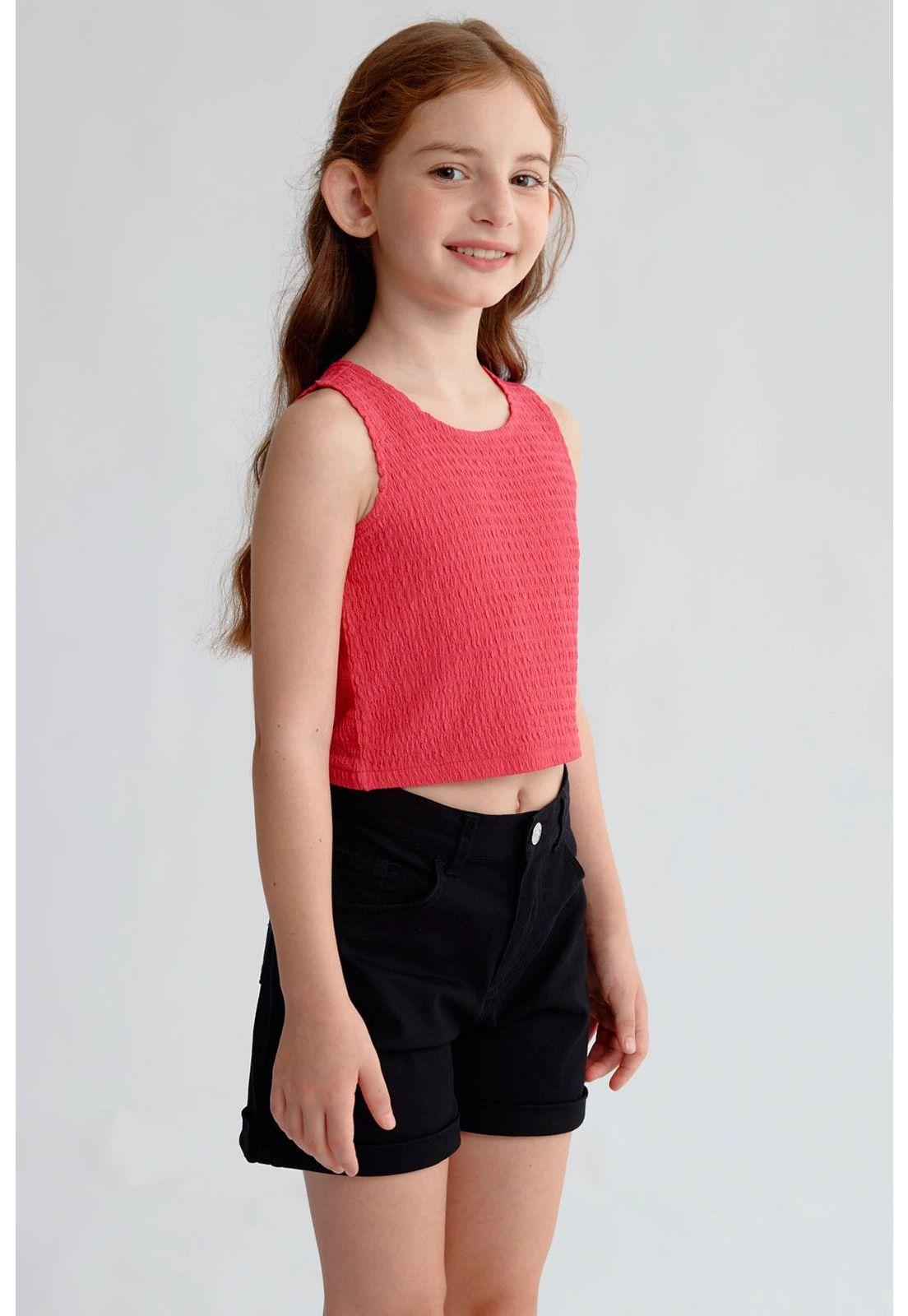 Polera Niña Textura Tipo Peto Fucsia-1