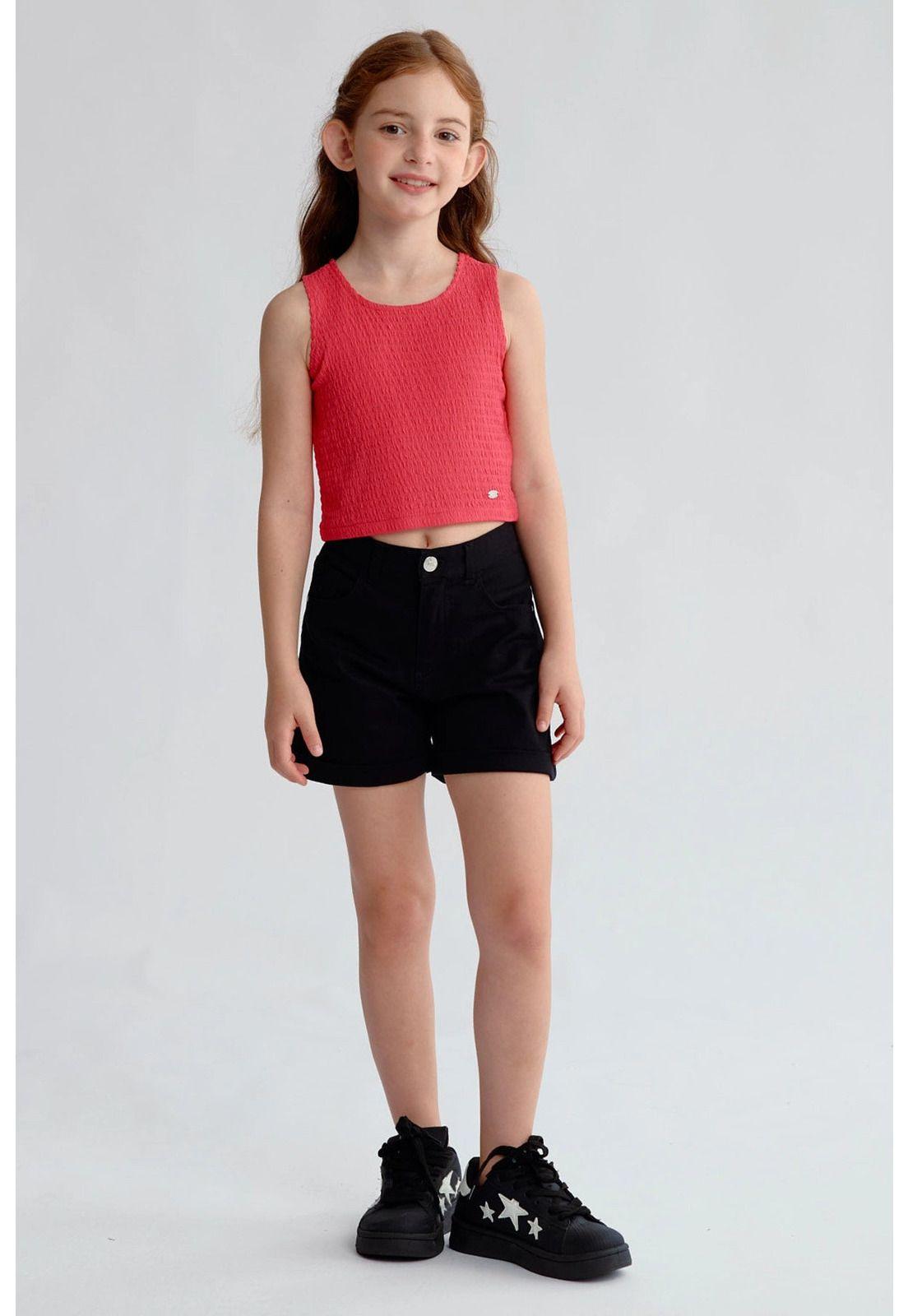 Polera Niña Textura Tipo Peto Fucsia-3