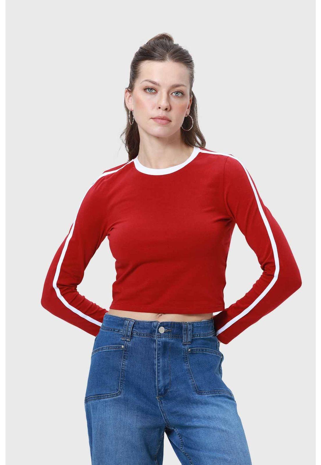 Polera Mujer Líneas Rojo-0