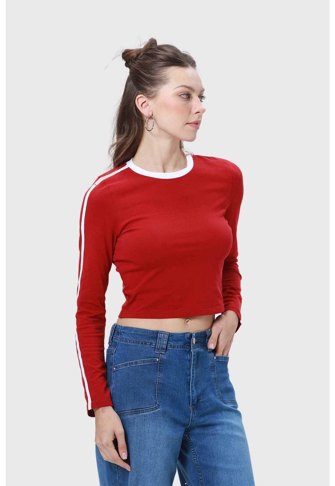 Polera Mujer Líneas Rojo-1