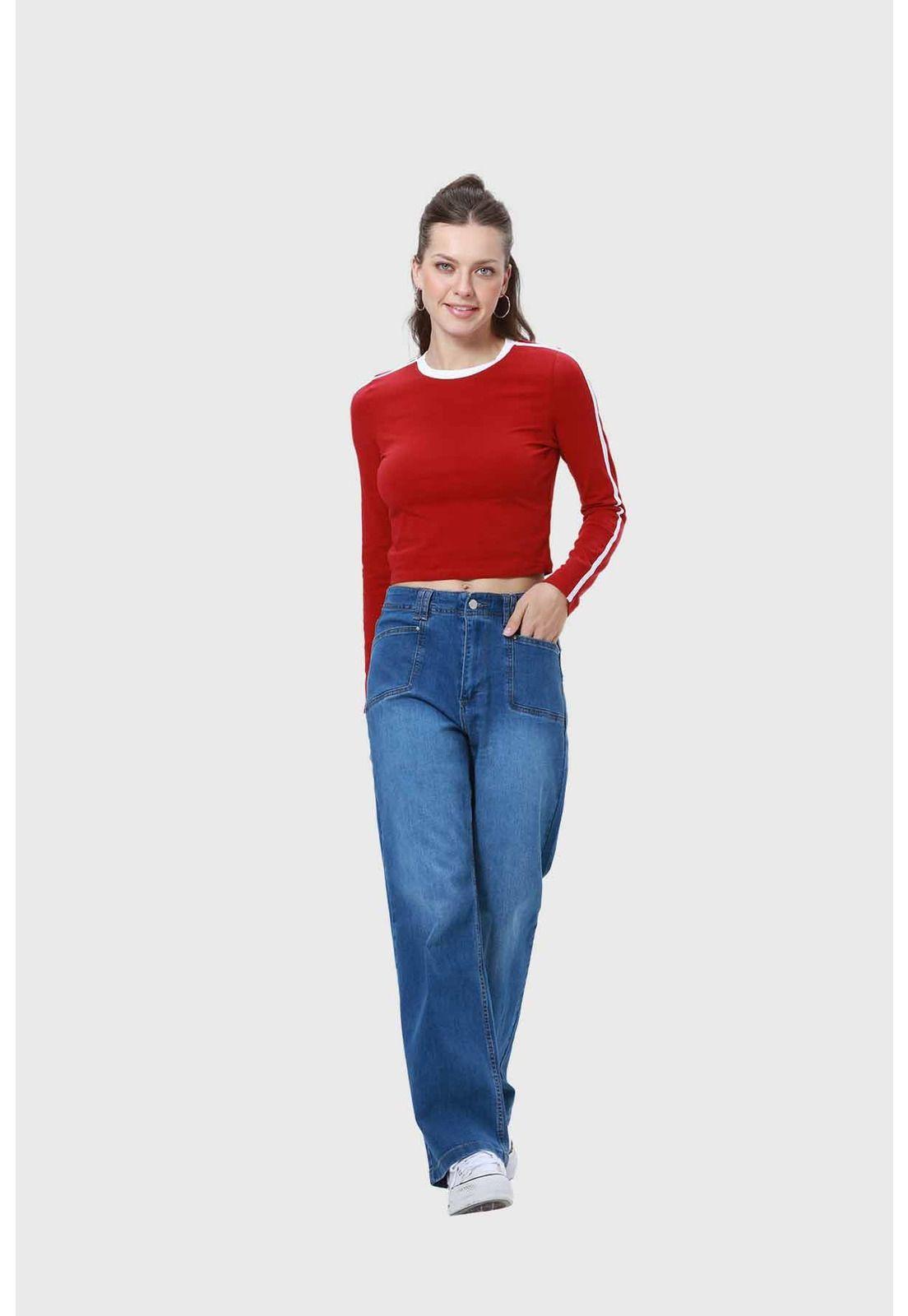 Polera Mujer Líneas Rojo-3
