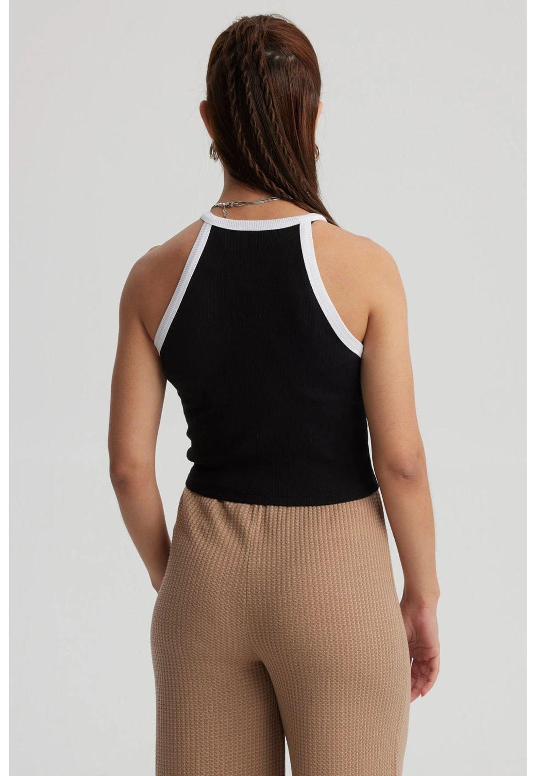 Polera Mujer Cuello Halter Negro-2