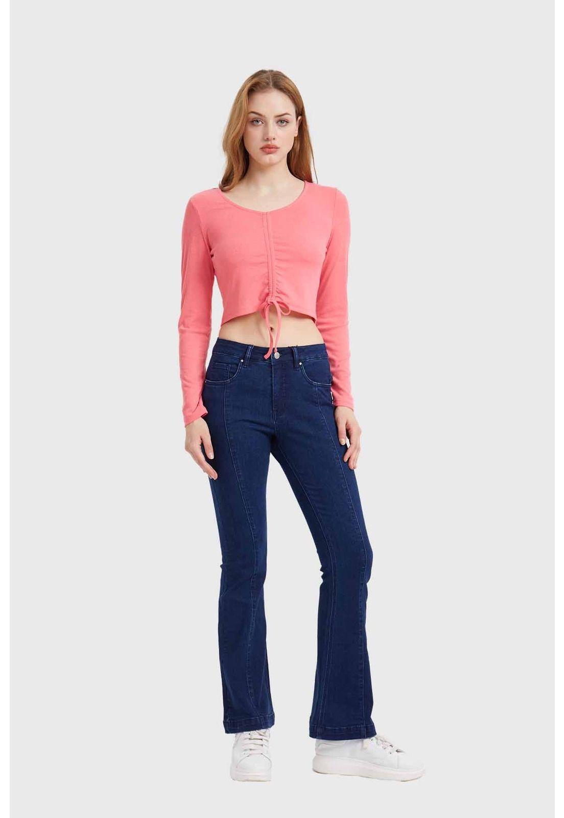 Polera Mujer Canalé Recogido Coral-3