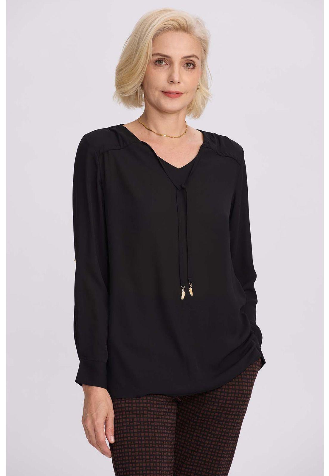 Blusa Mujer Crep Negro-0