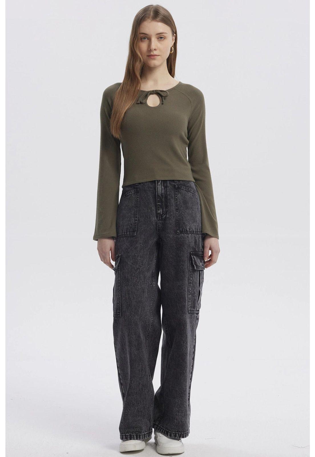 Sweater Mujer Juvenil Verde Militar-3