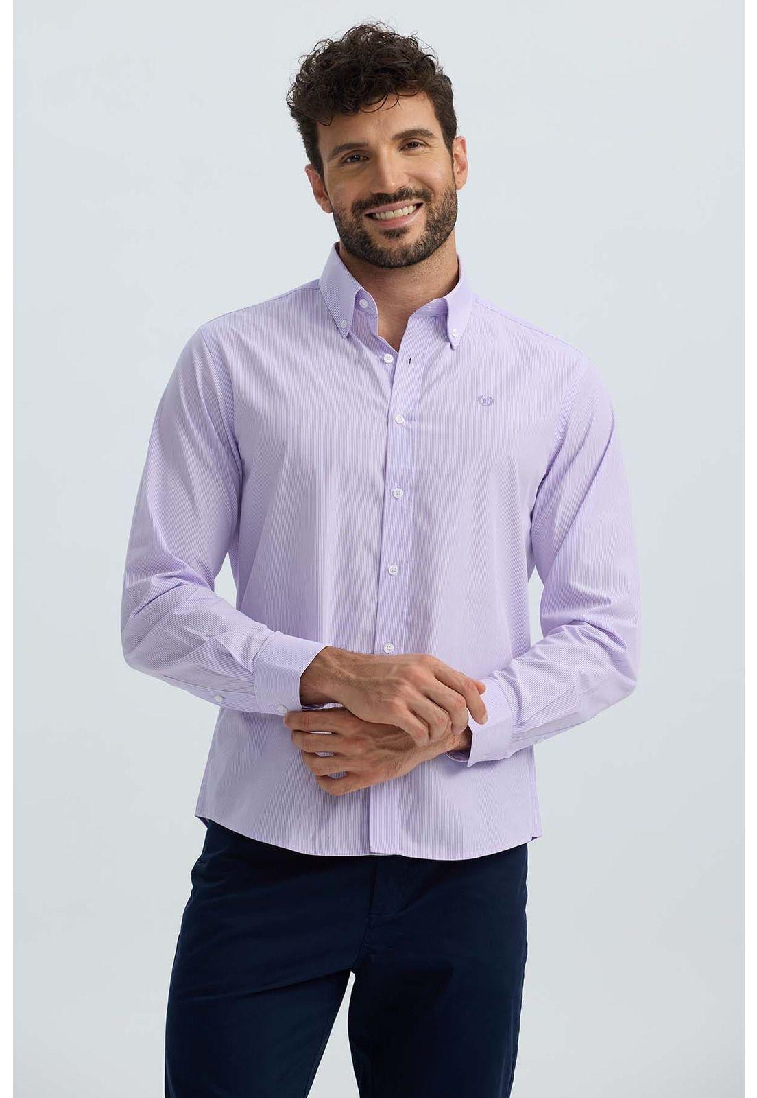 Camisa Hombre Rayas Lila-0