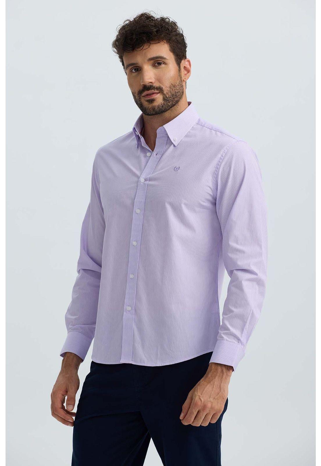 Camisa Hombre Rayas Lila-1