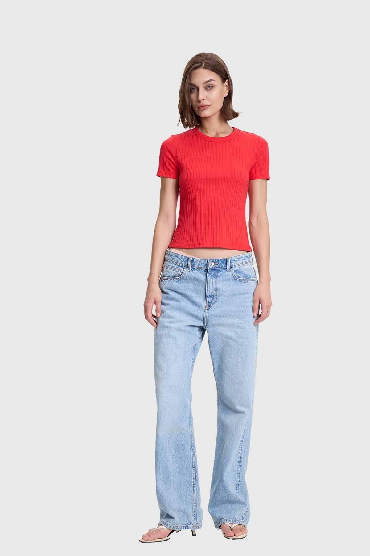 Polera Mujer Rip Crop Rojo-3