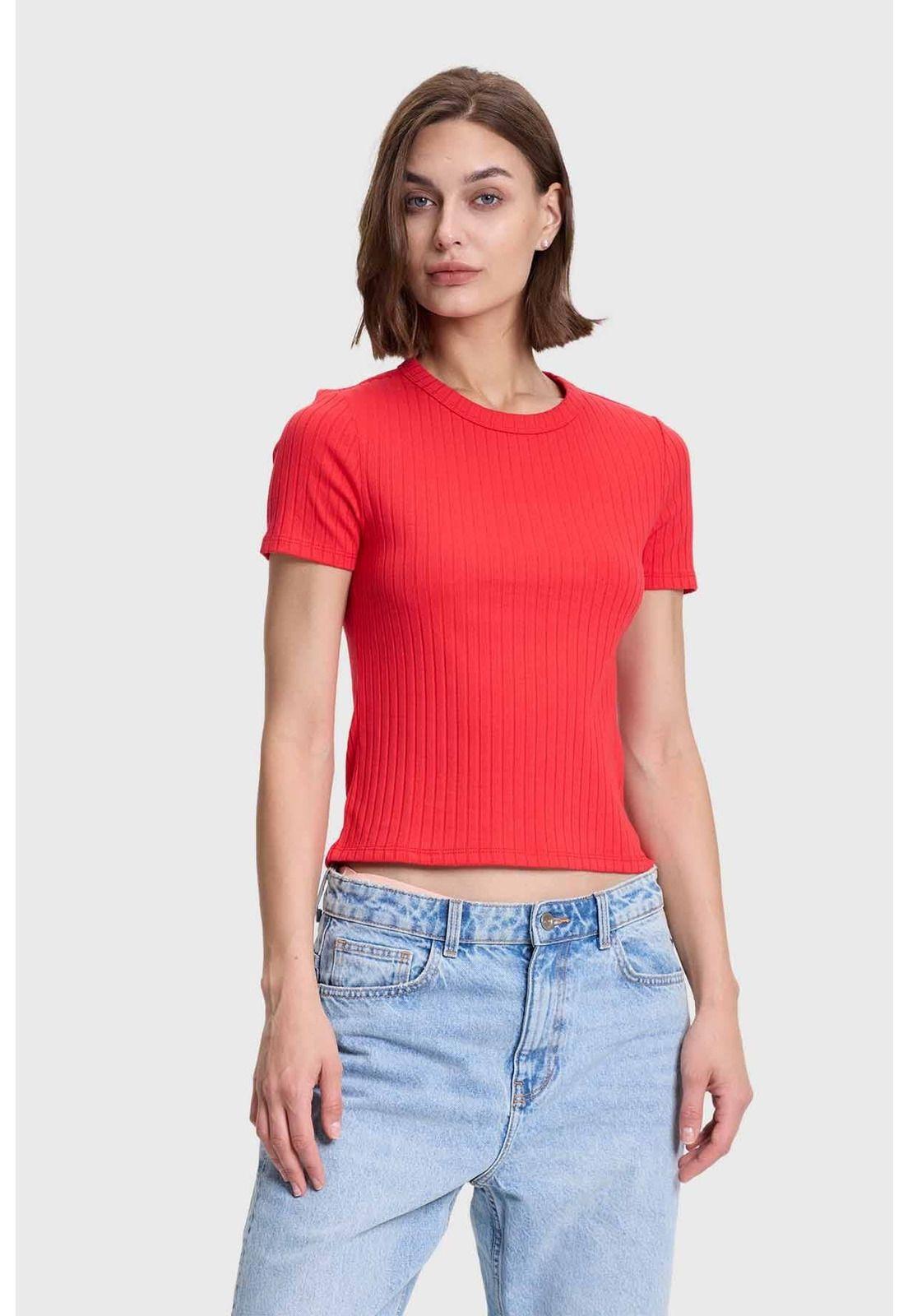 Polera Mujer Rip Crop Rojo-0