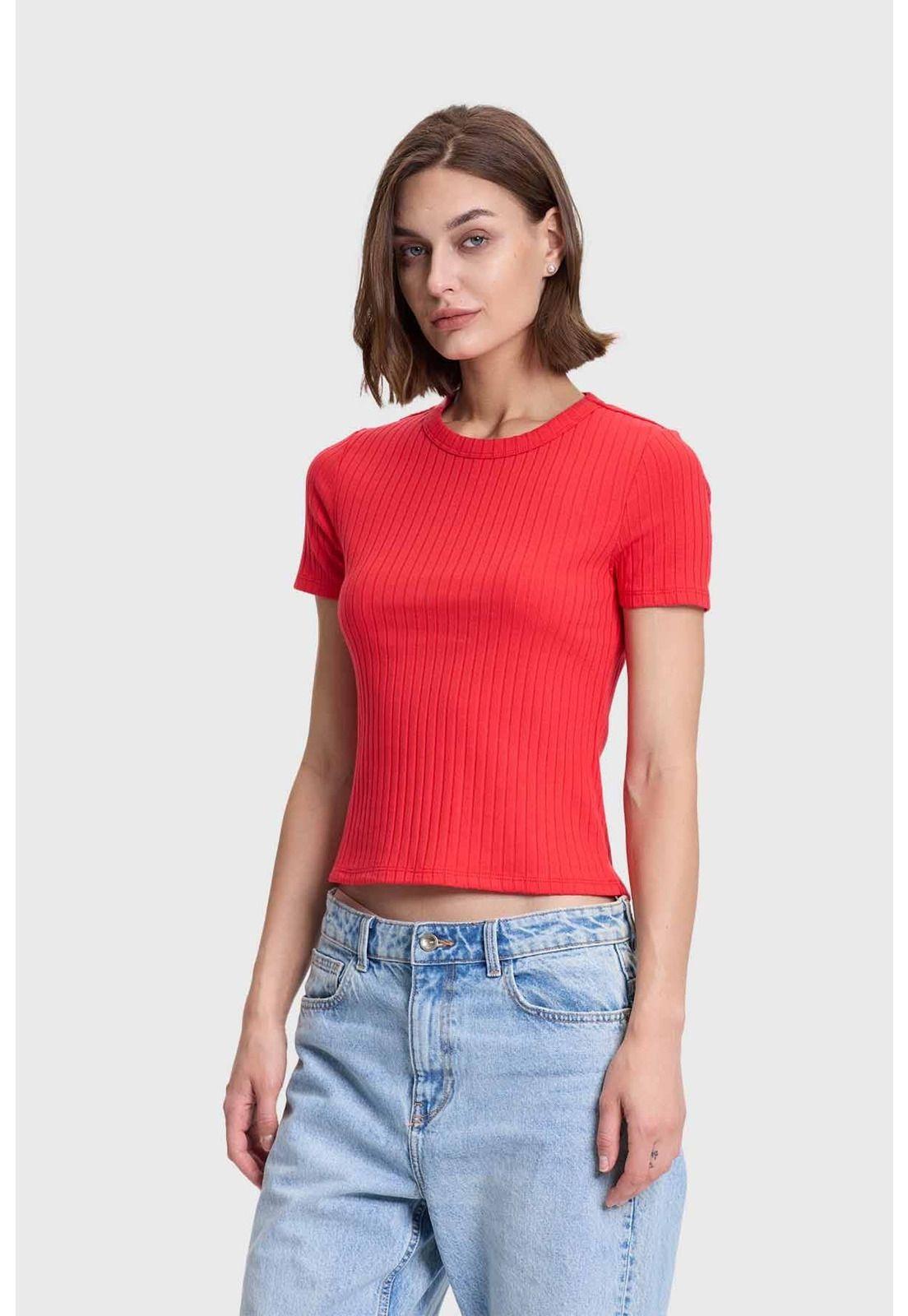 Polera Mujer Rip Crop Rojo-1