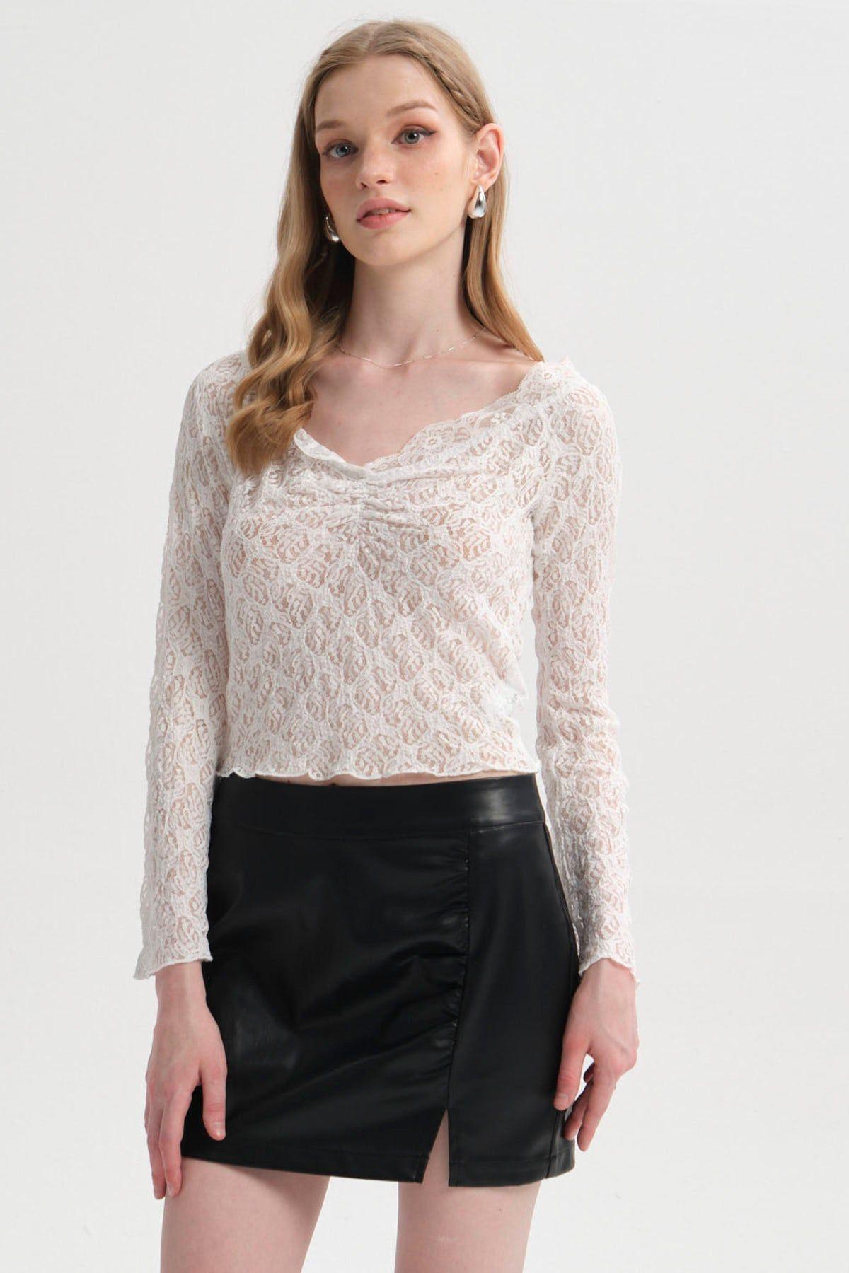 Polera Mujer Encaje Flare Crudo-0
