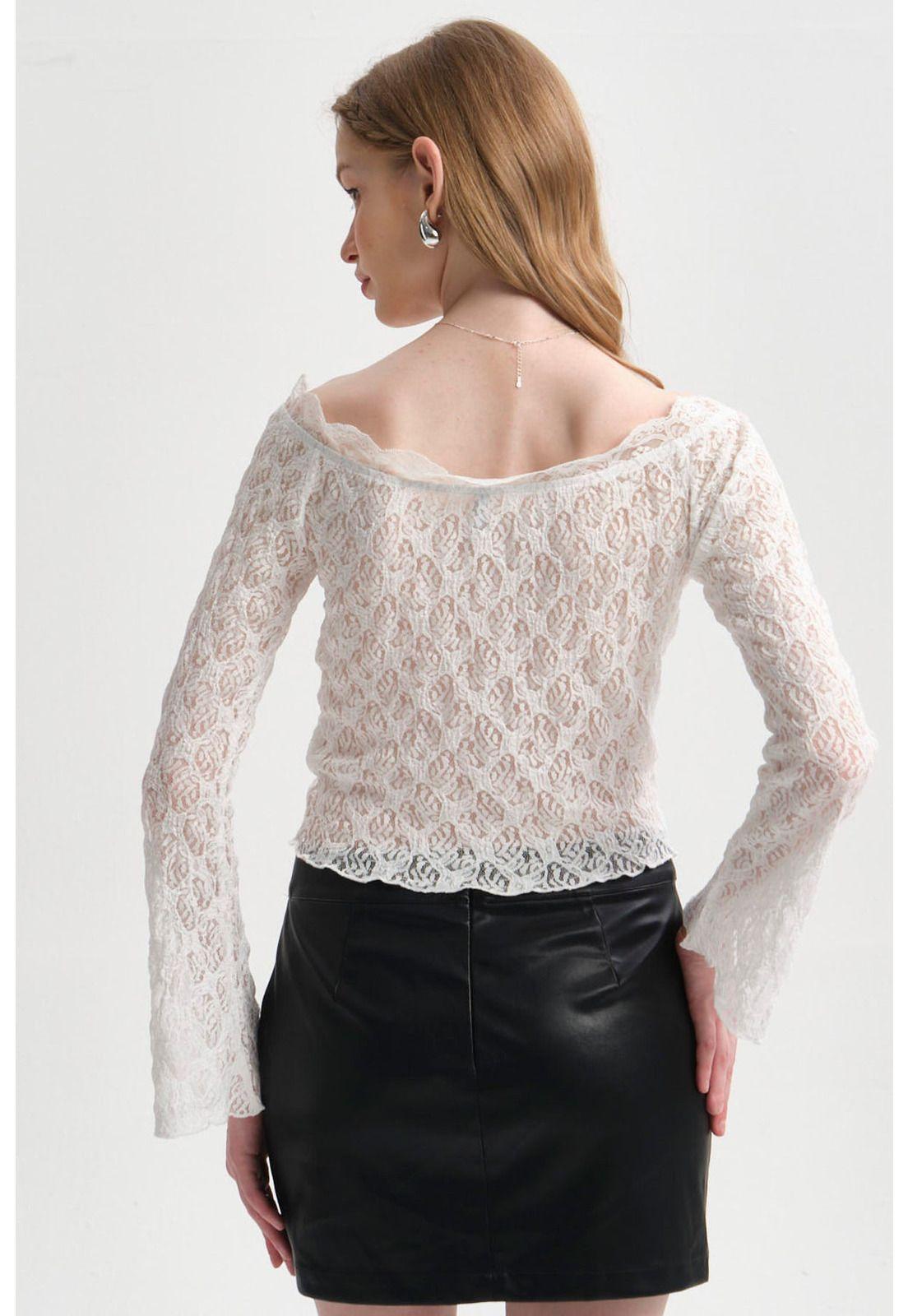 Polera Mujer Encaje Flare Crudo-2