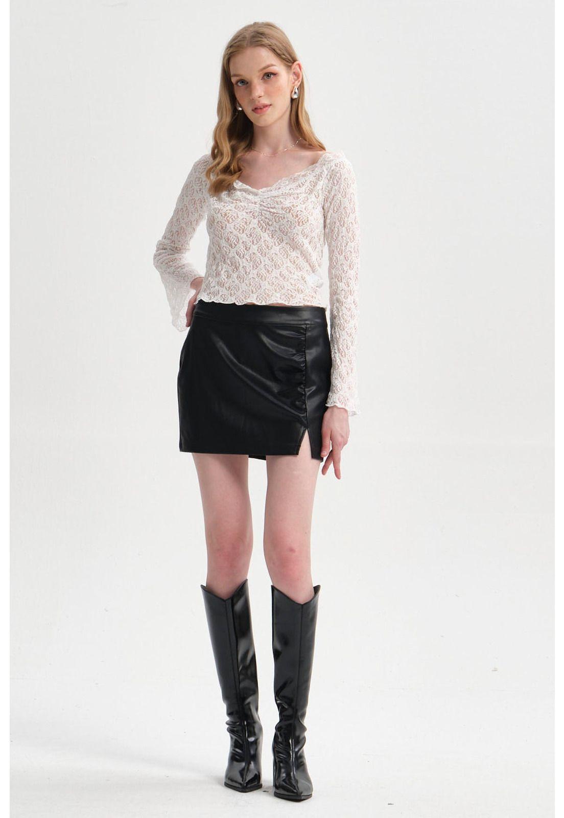 Polera Mujer Encaje Flare Crudo-3