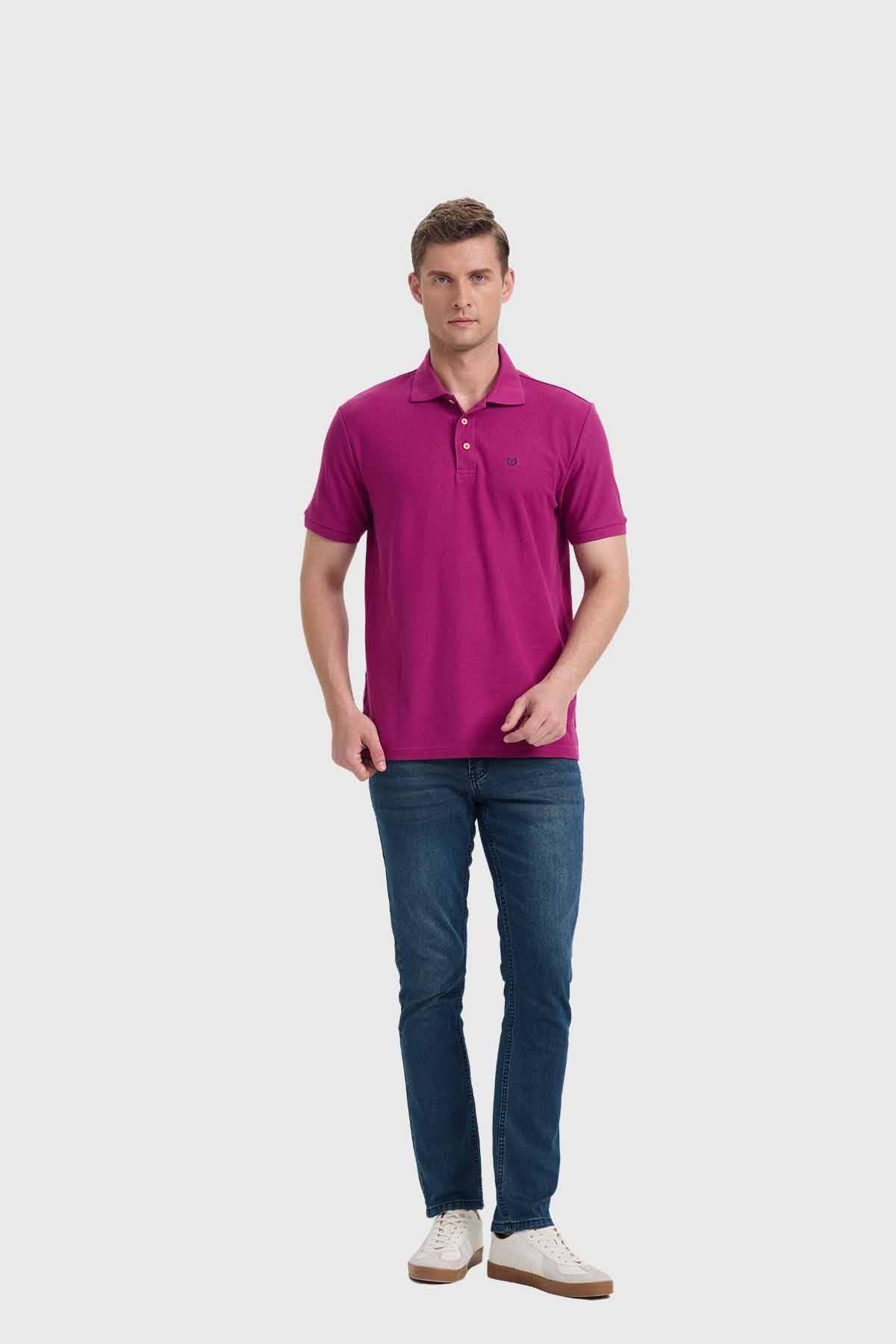 Polera Hombre Piqué Básica Violeta-3