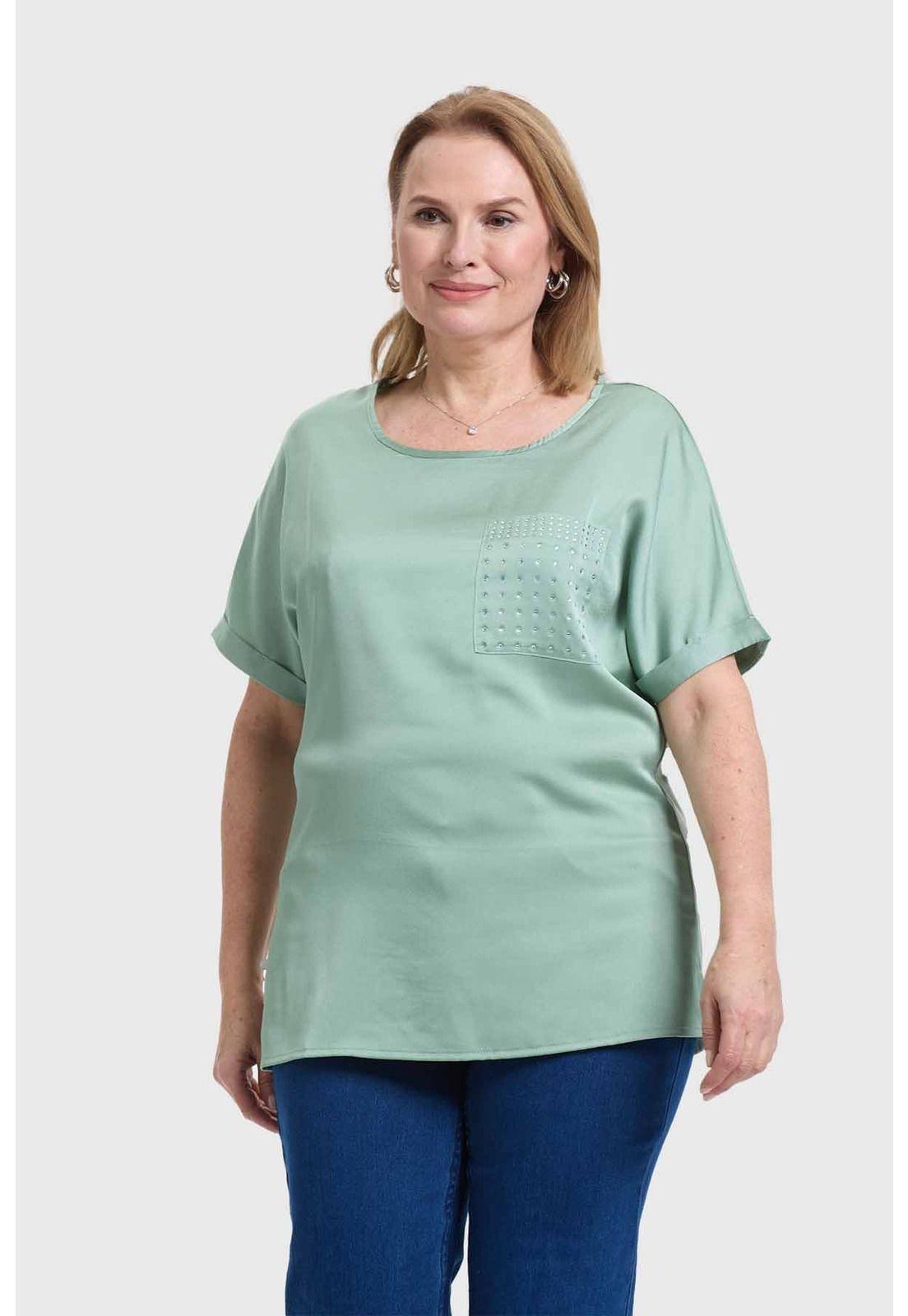 Polera Mujer Con Bolsillo Verde-0