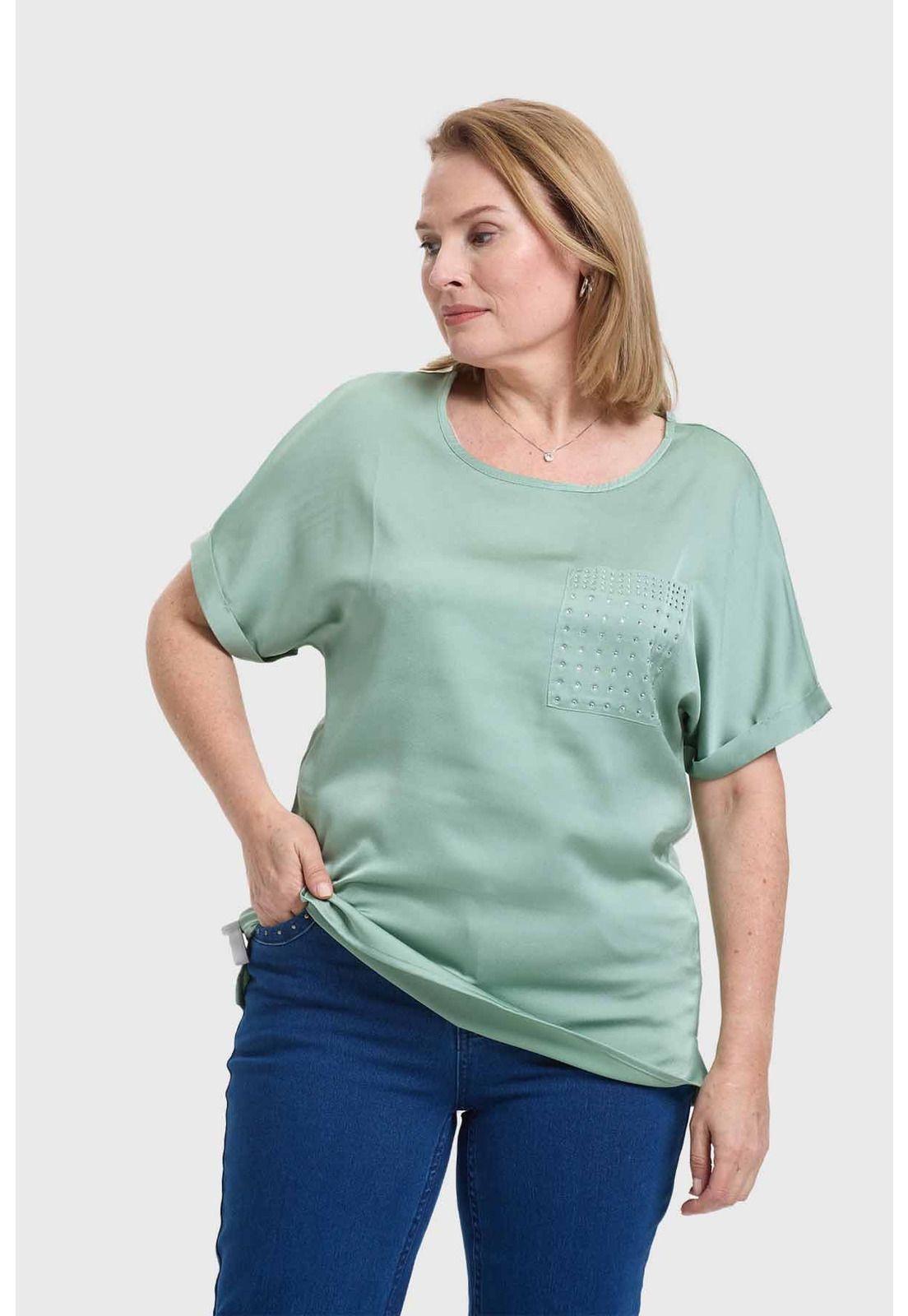 Polera Mujer Con Bolsillo Verde-1