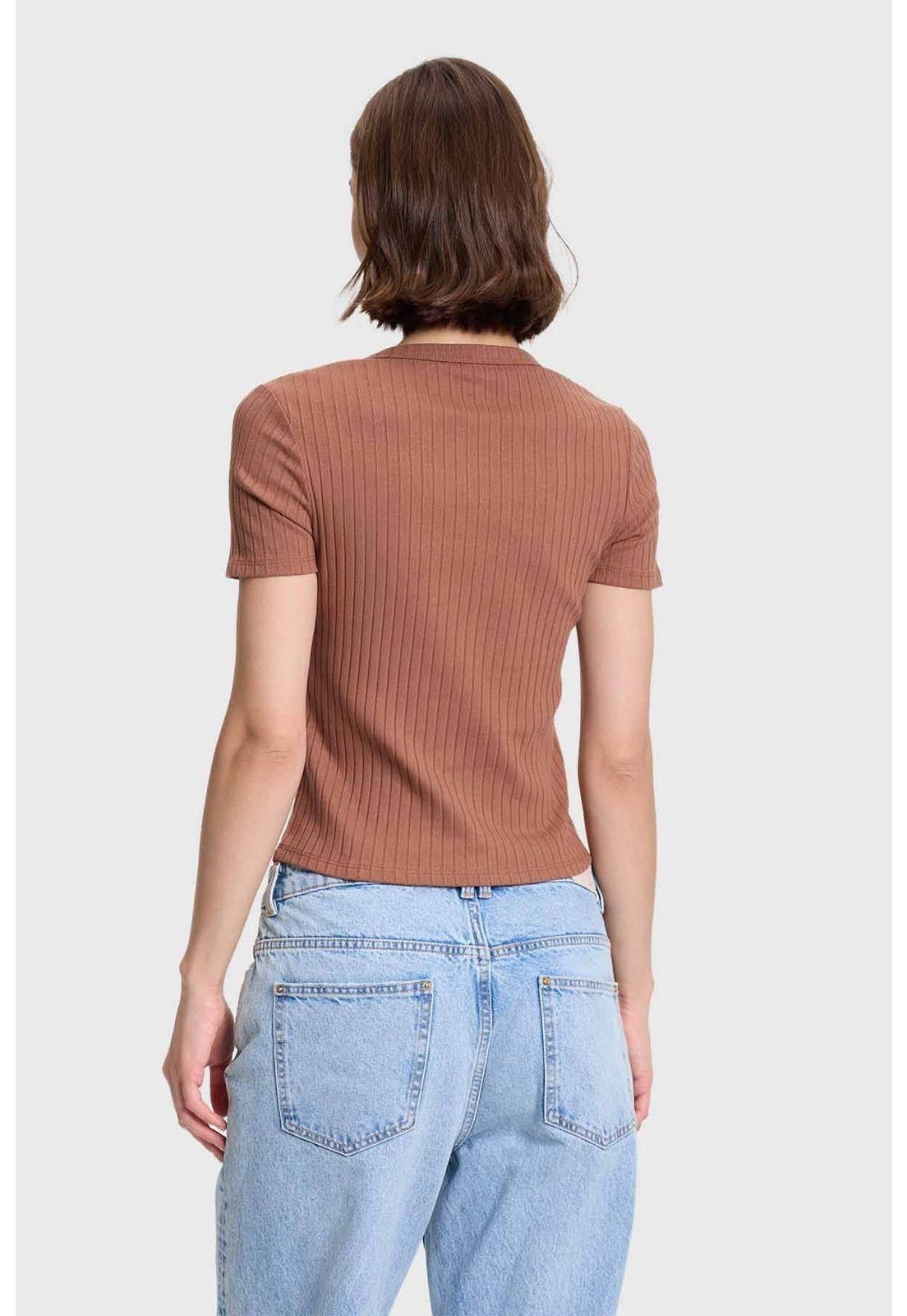 Polera Mujer Rip Crop Café-2