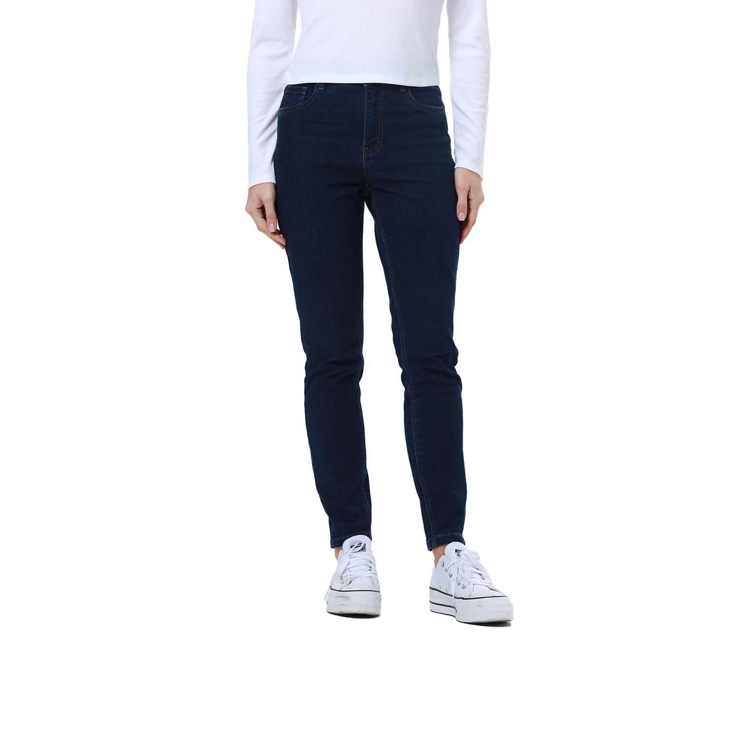 Jeans Mujer Skinny Con Polar Azul Oscuro Fps-0