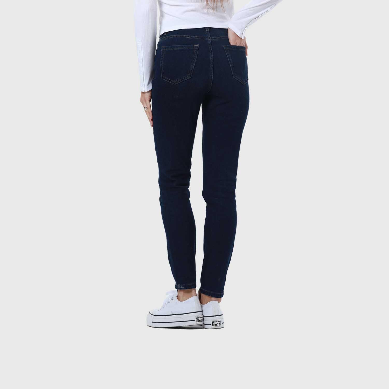 Jeans Mujer Skinny Con Polar Azul Oscuro Fps-2
