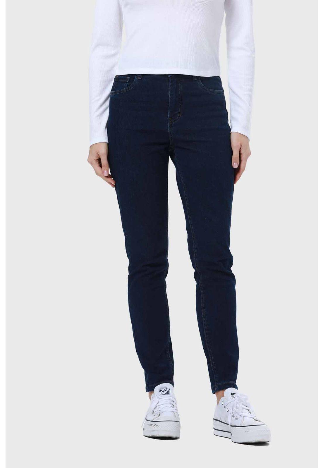 Jeans Mujer Skinny Con Polar Azul-0