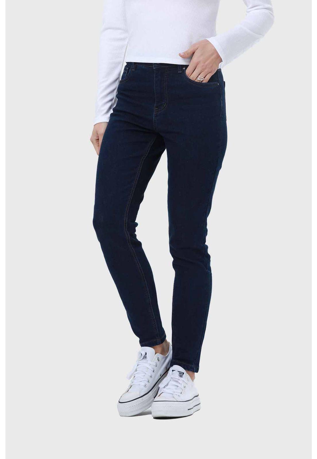 Jeans Mujer Skinny Con Polar Azul-1
