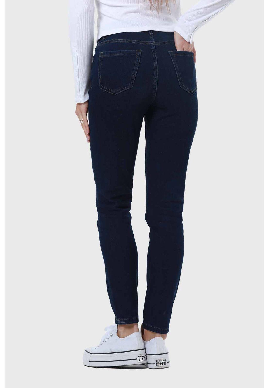 Jeans Mujer Skinny Con Polar Azul-2