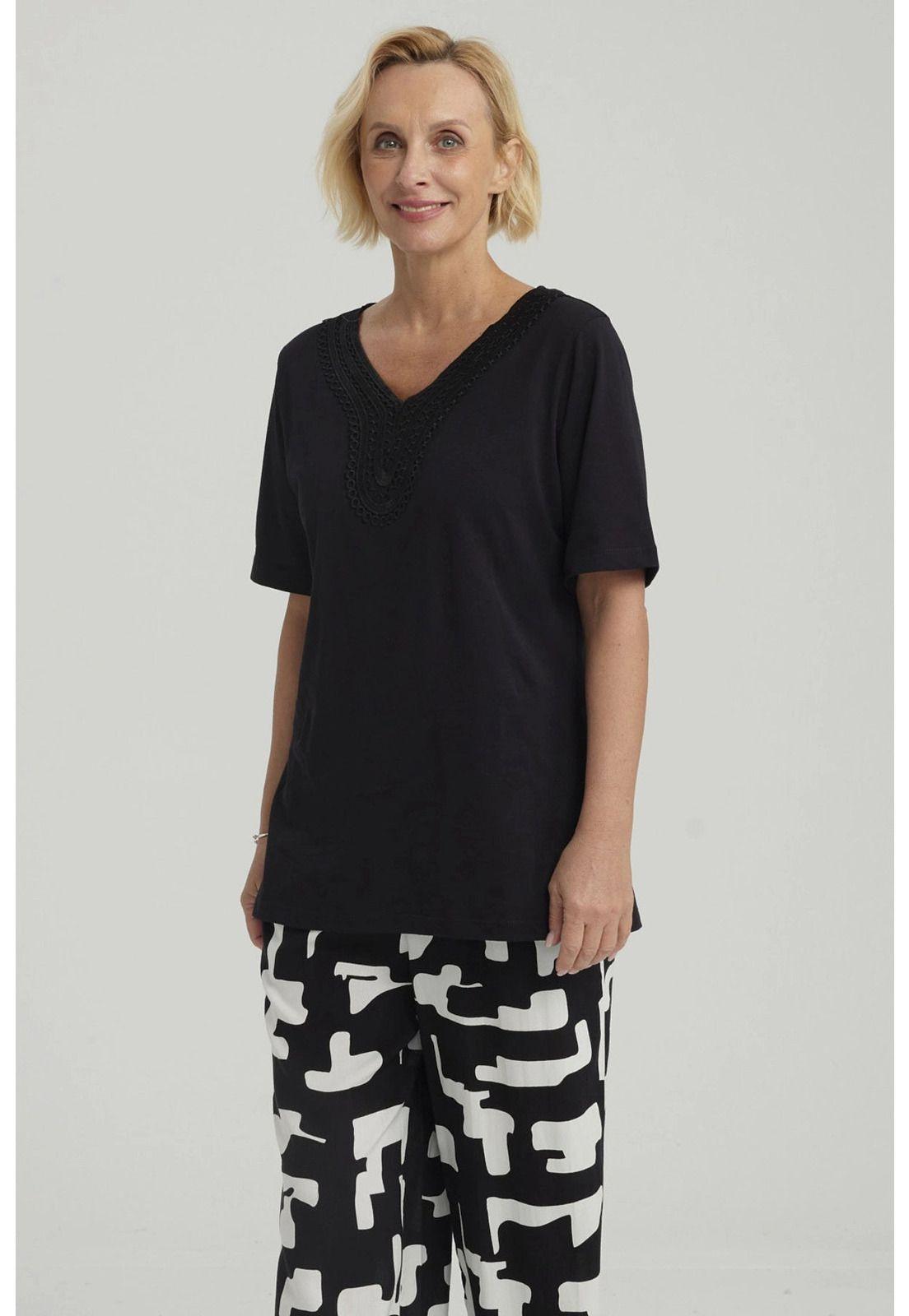 Polera Mujer Macramé Negro - ll-5