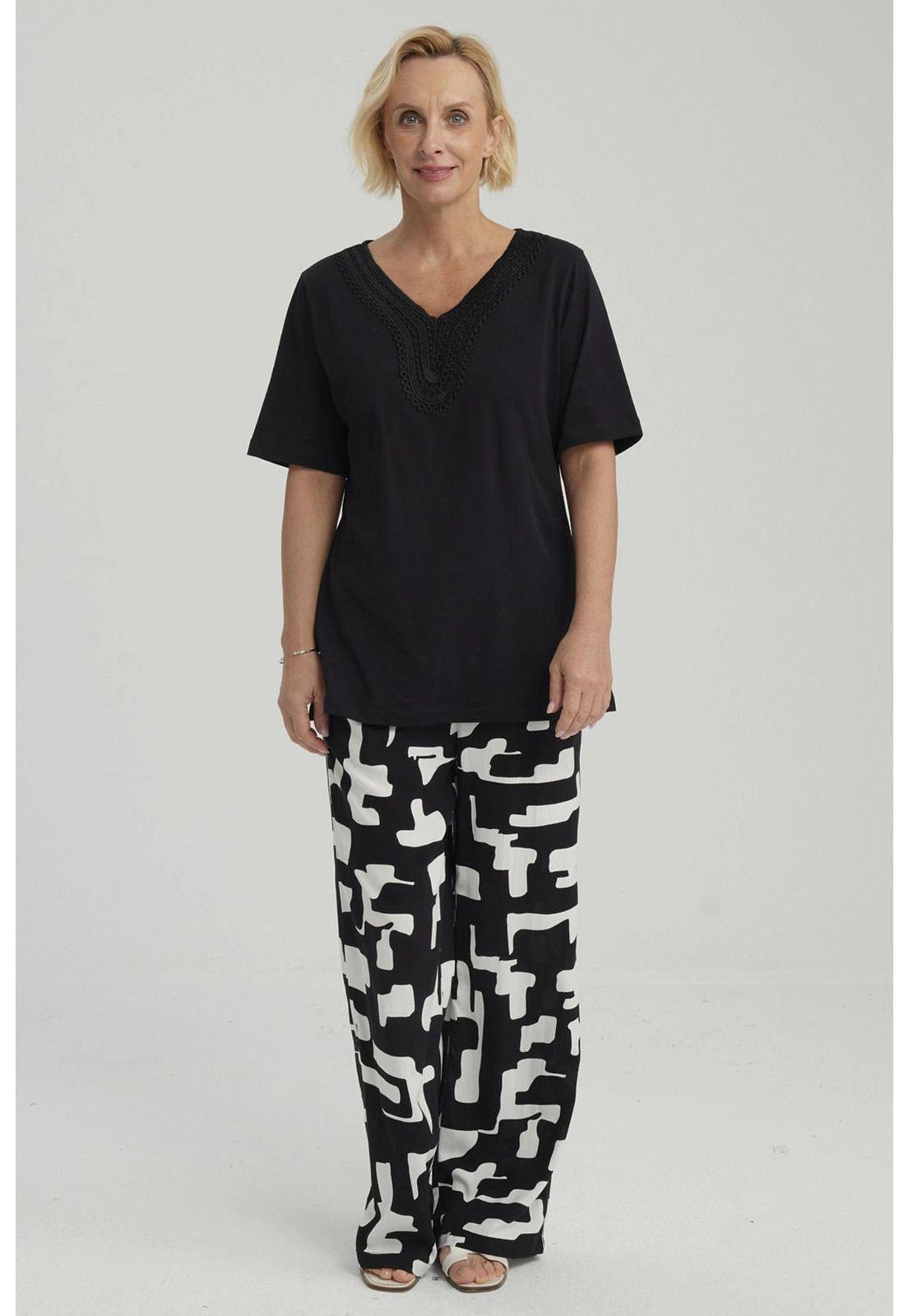 Polera Mujer Macramé Negro - ll-7