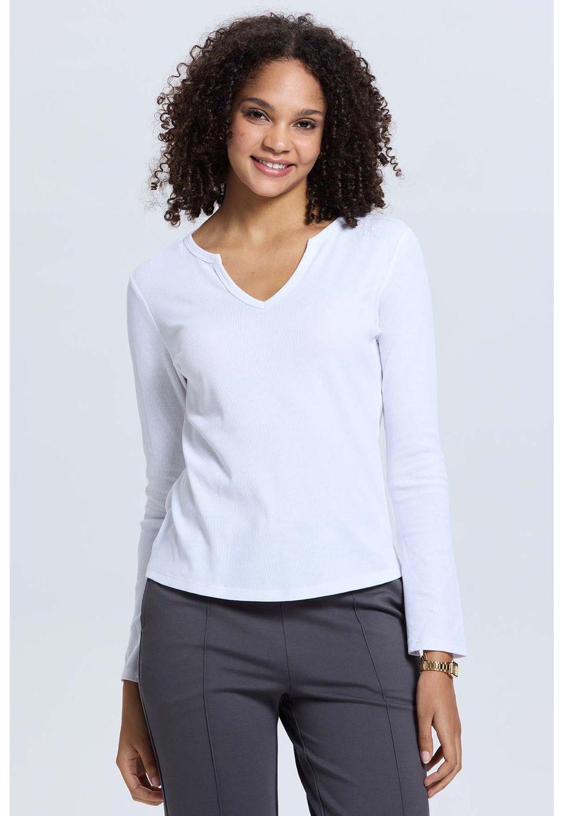 Polera Mujer Rib Lisa Crudo-0