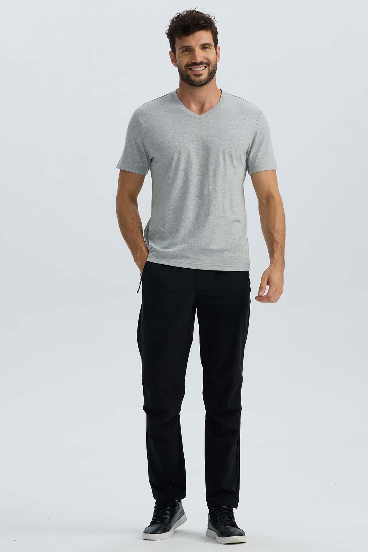 Polera Hombre Básica Gris Melange-0