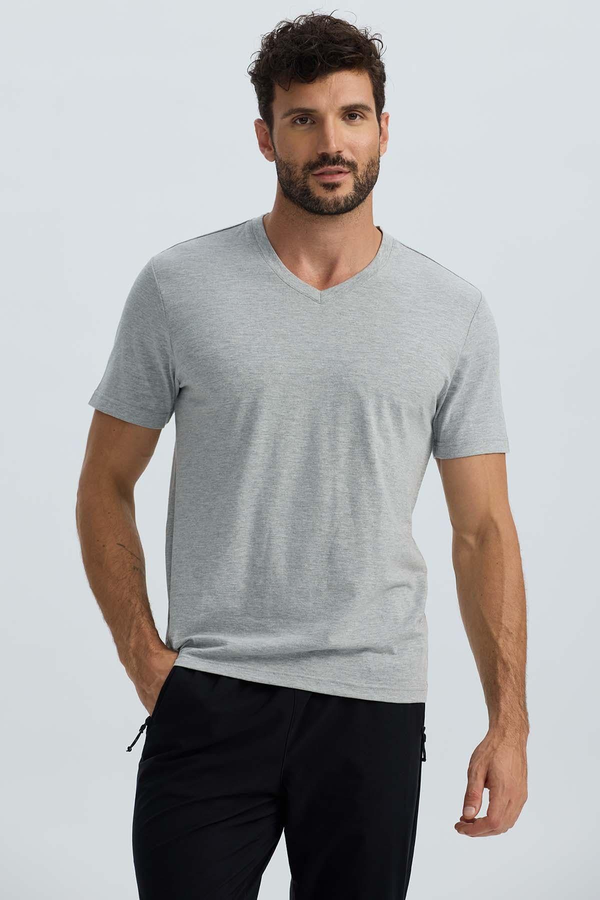 Polera Hombre Básica Gris Melange-1