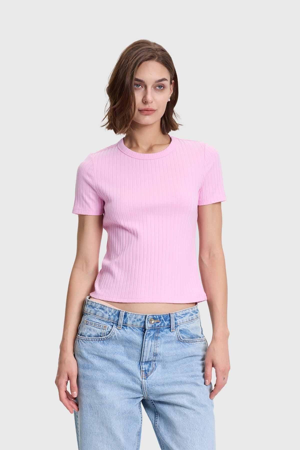 Polera Mujer Rip Crop Rosado-0