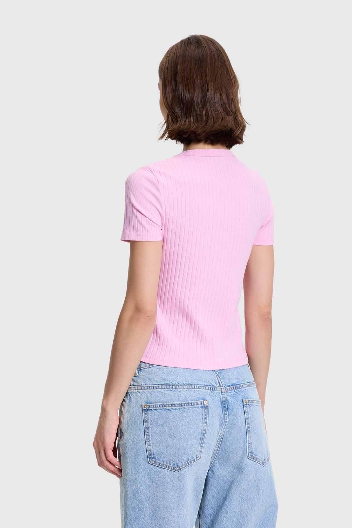 Polera Mujer Rip Crop Rosado-2