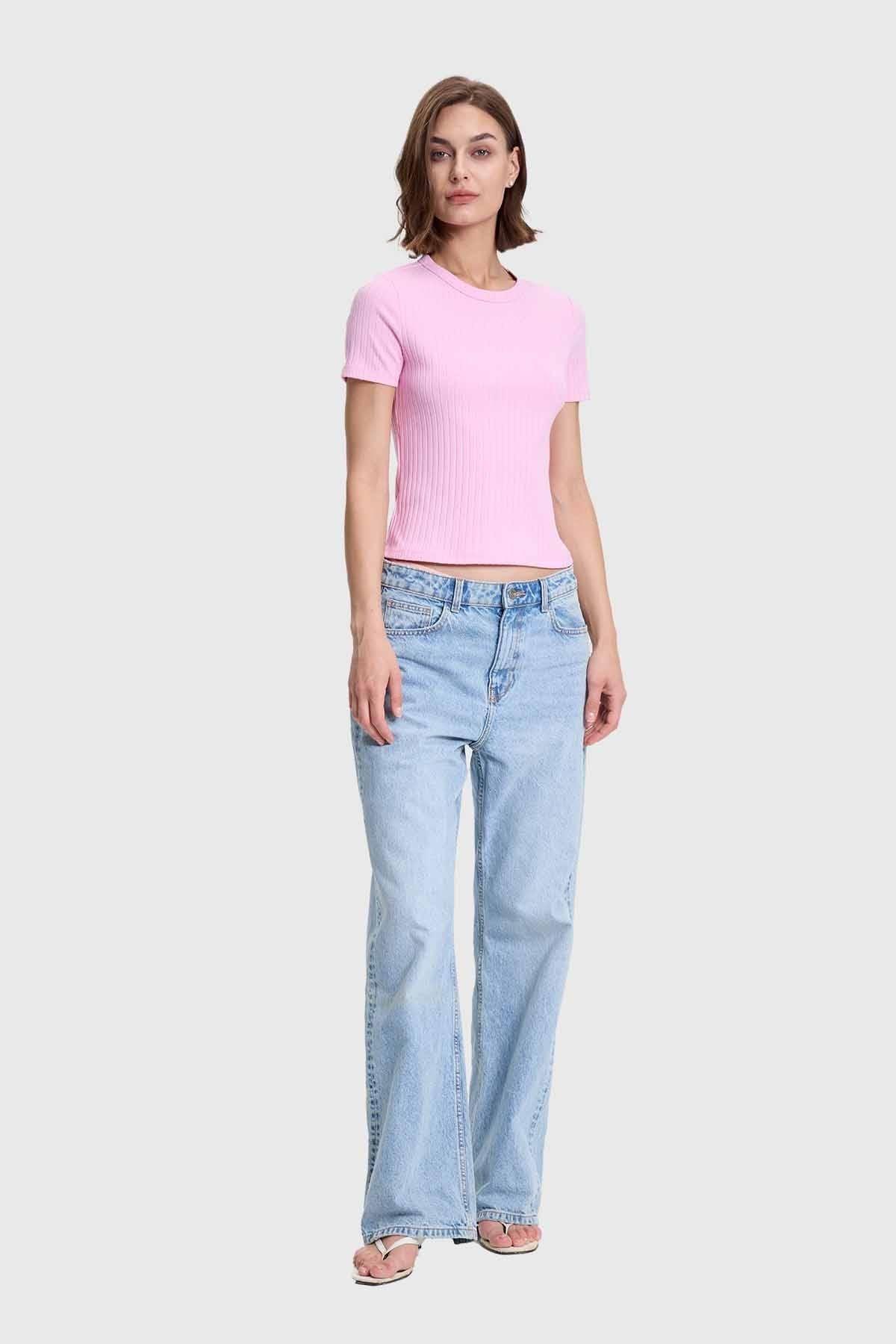 Polera Mujer Rip Crop Rosado-3