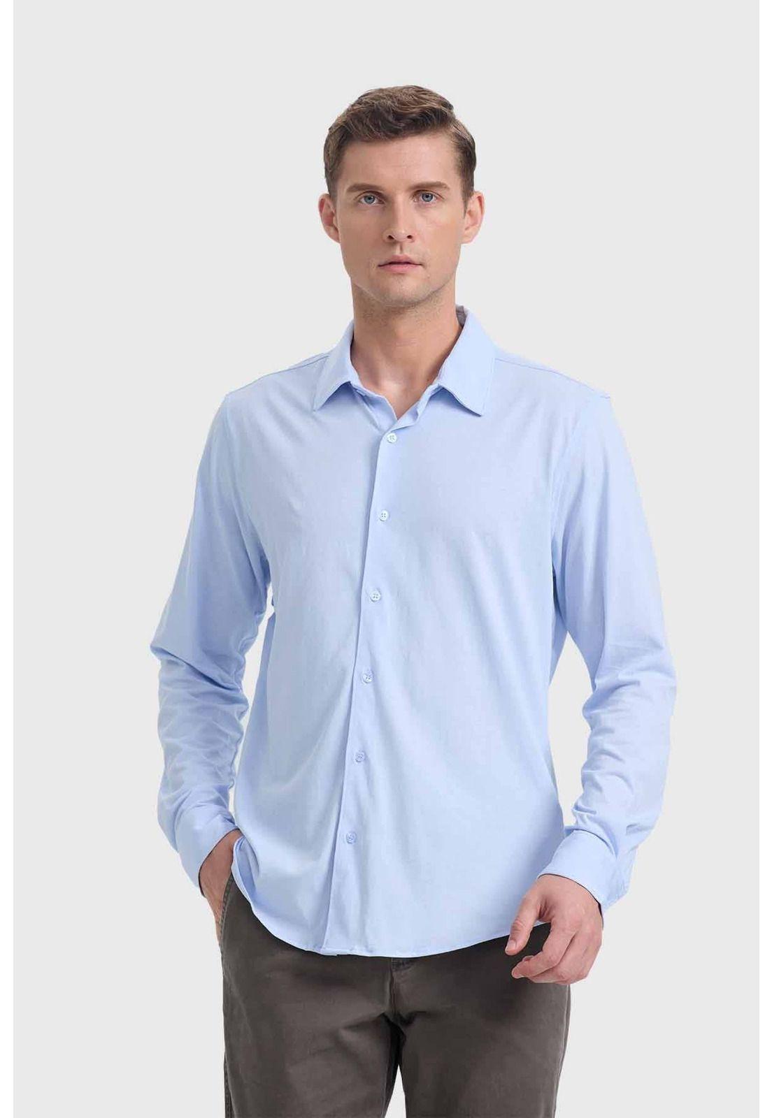 Camisa Hombre Acabado Mercerizado Celeste-0