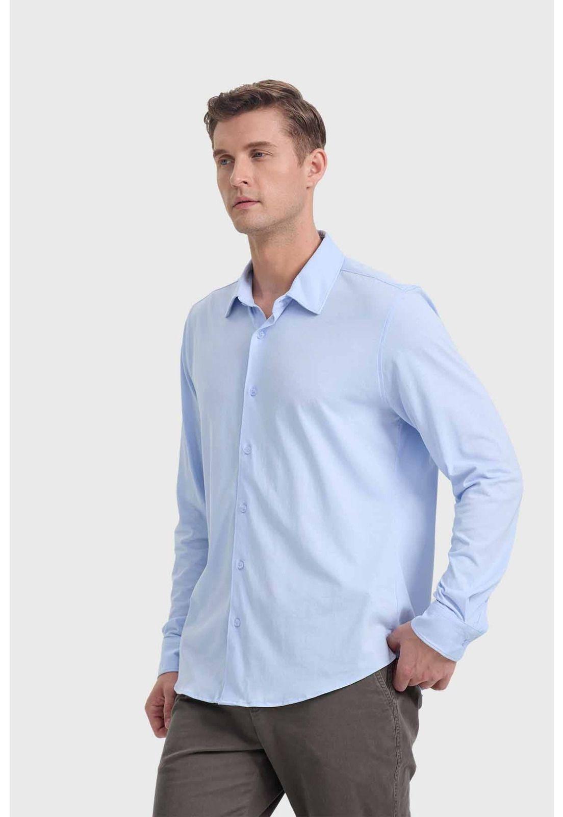 Camisa Hombre Acabado Mercerizado Celeste-1