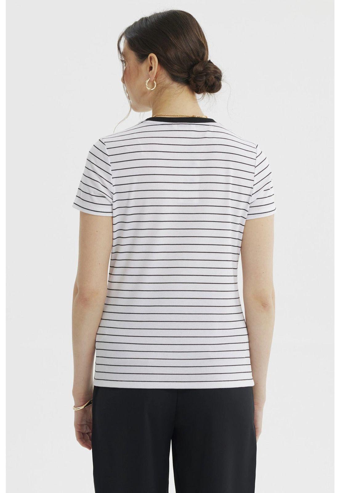 Polera Mujer Abotonado Falso Blanco / Negro-2