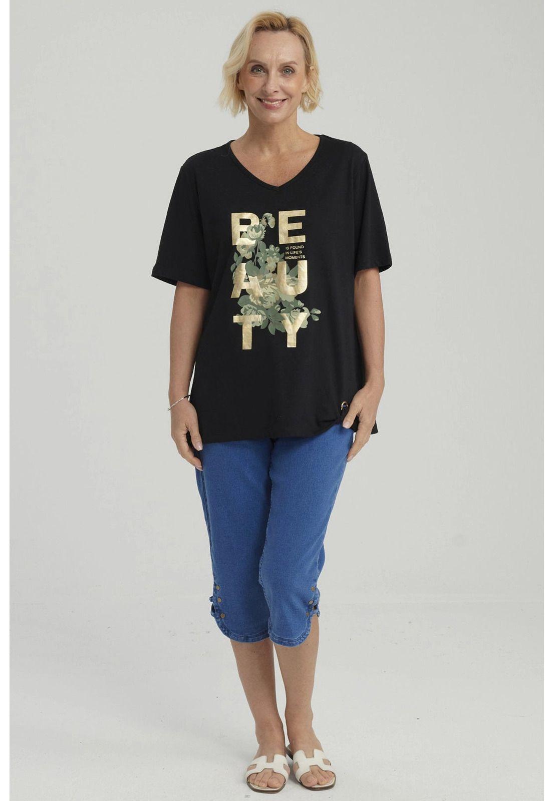 Polera Mujer Print Negro - VII-1